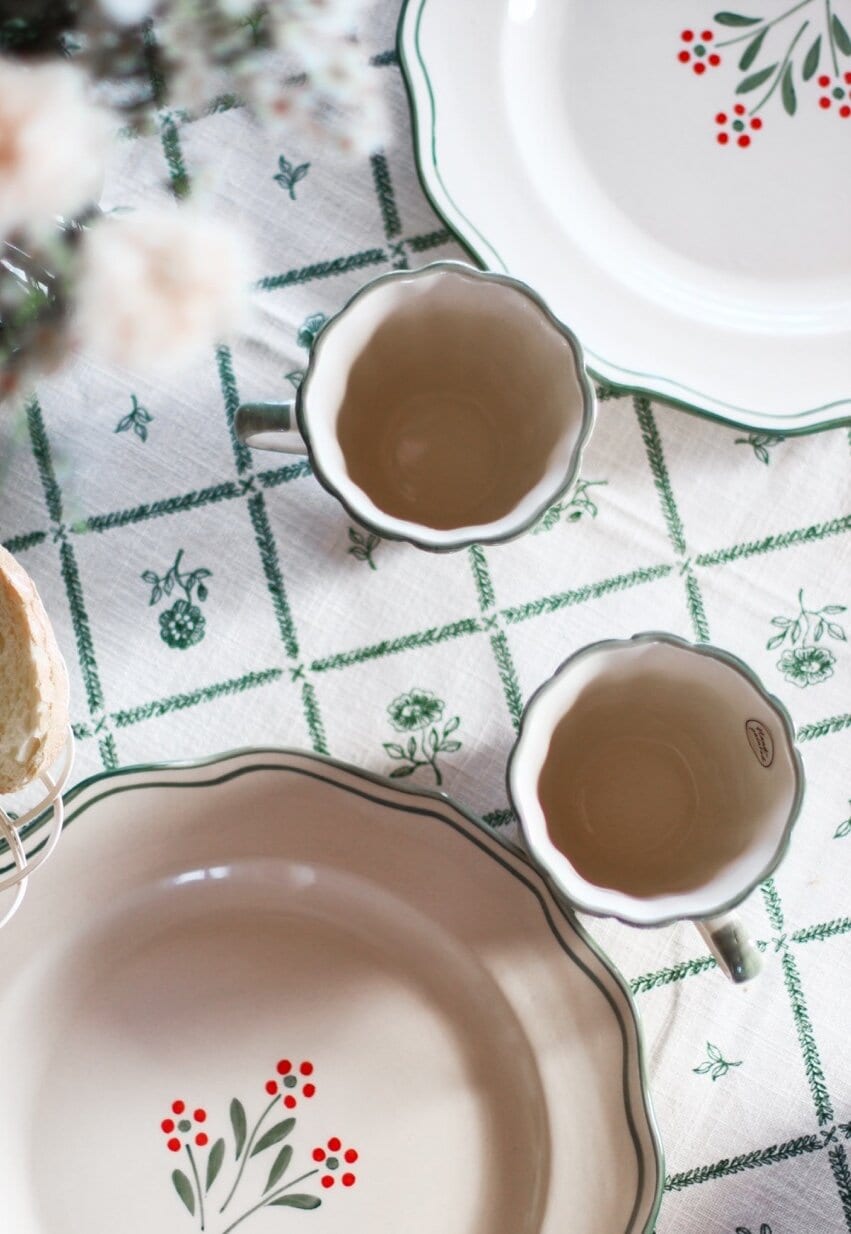 Table Cloth Lovisa 140 x 240 Green/White