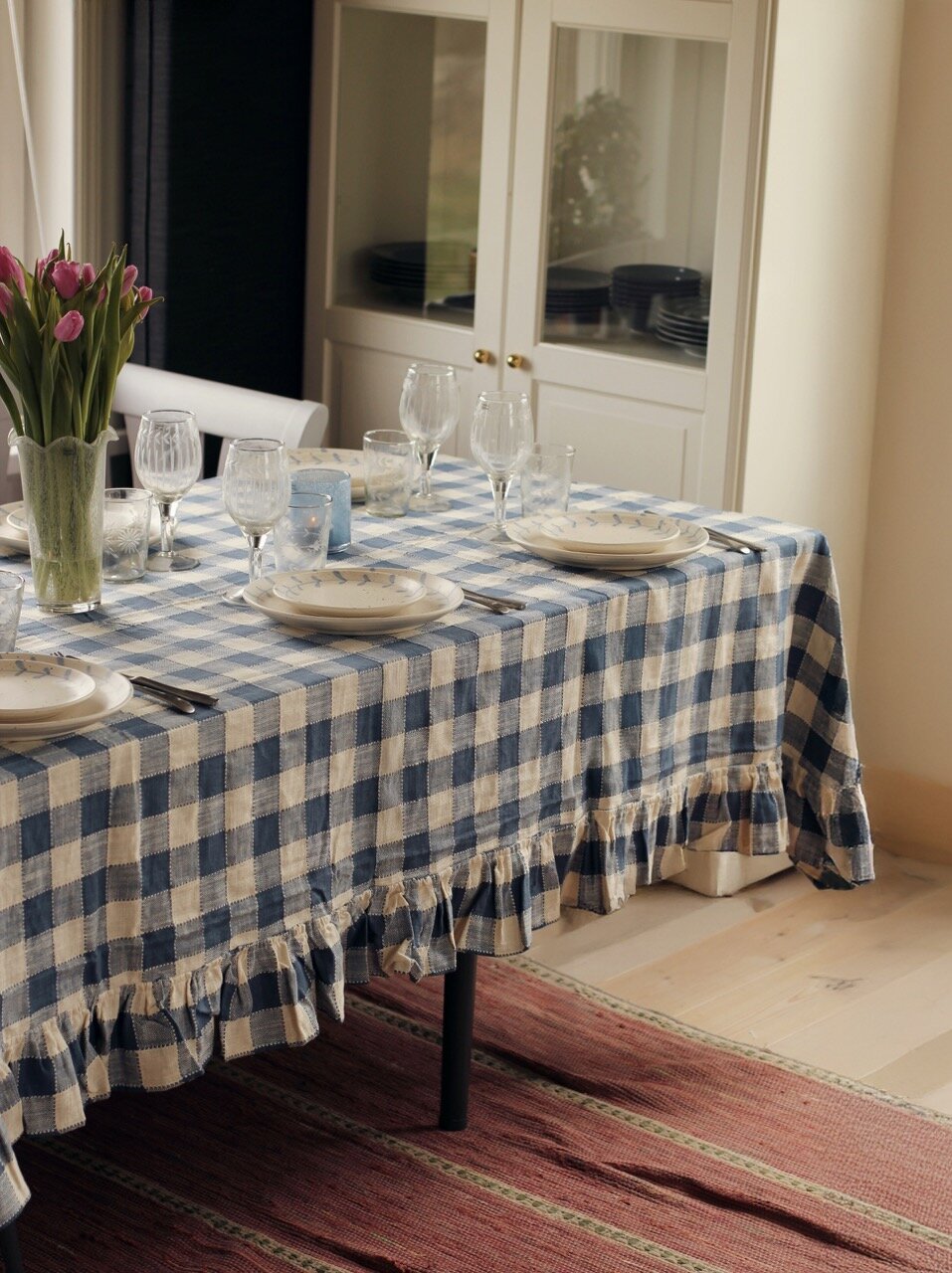 Table Cloth Ida Check Blue/White