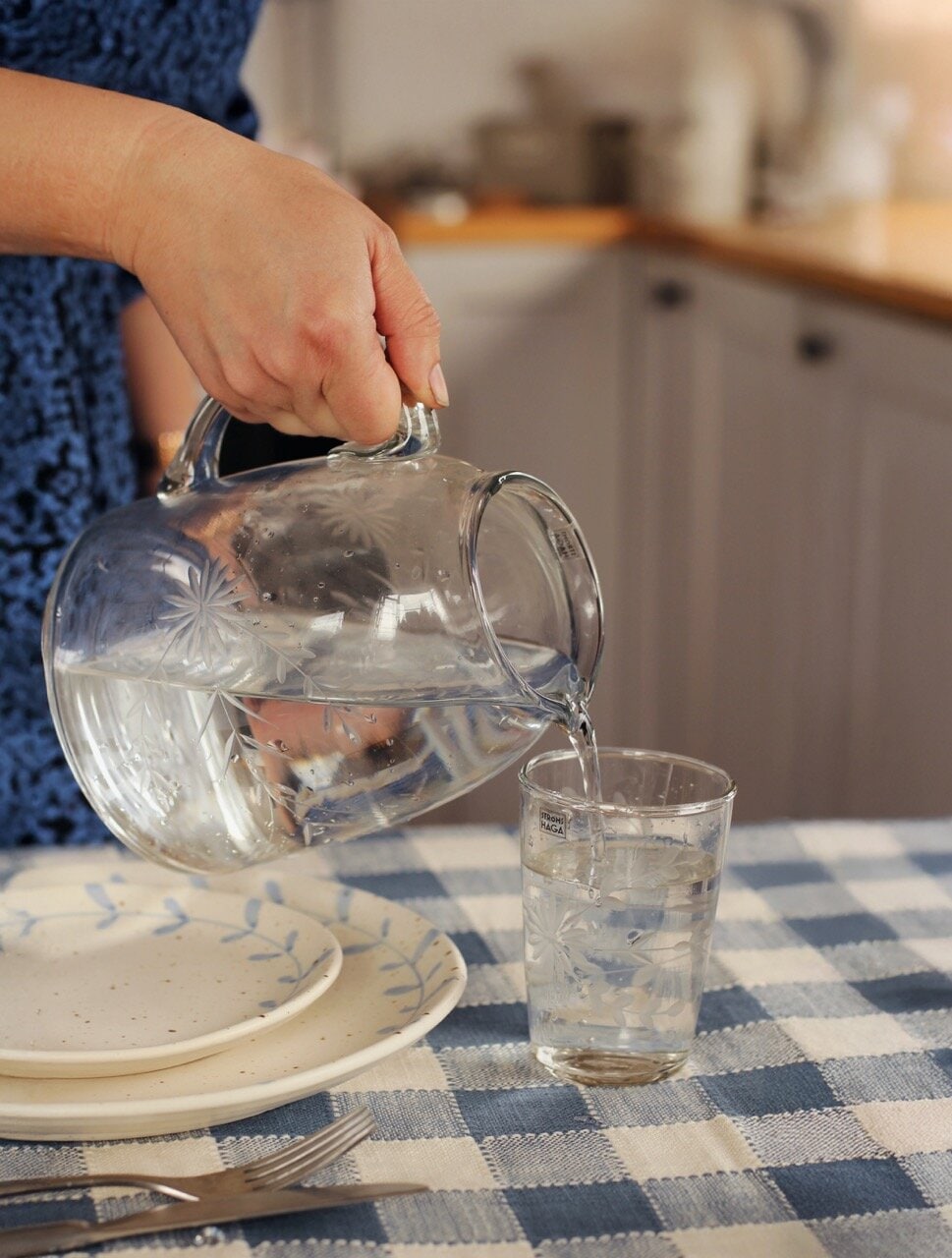Drinking Glass Etched Floral
