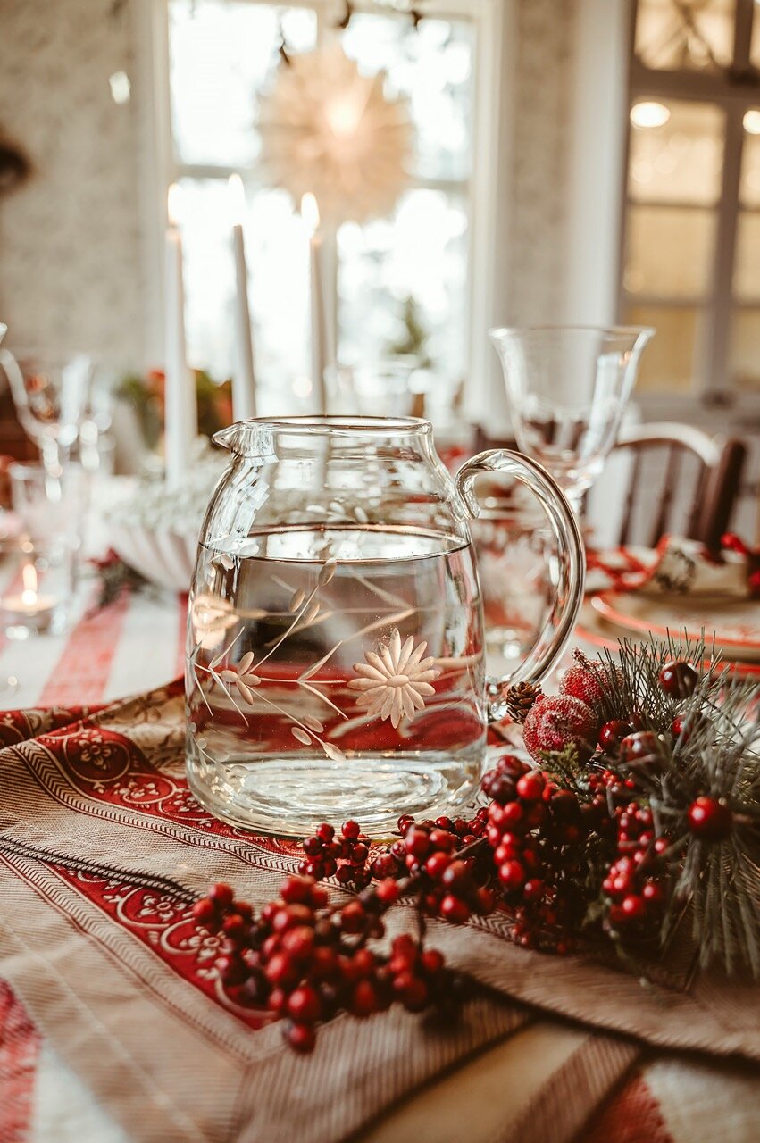 Glass Jug Etched Floral