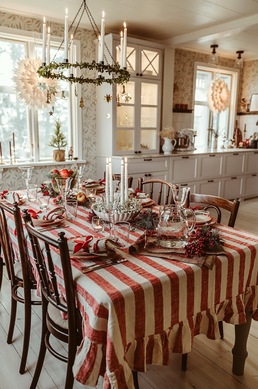 Table Cloth Ida Stripe Red/White