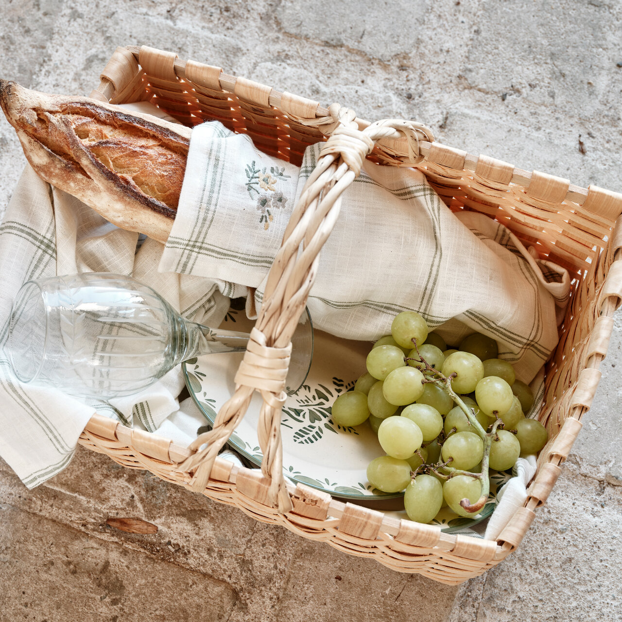 Wood Basket Kerstin w. Handle Nature Large