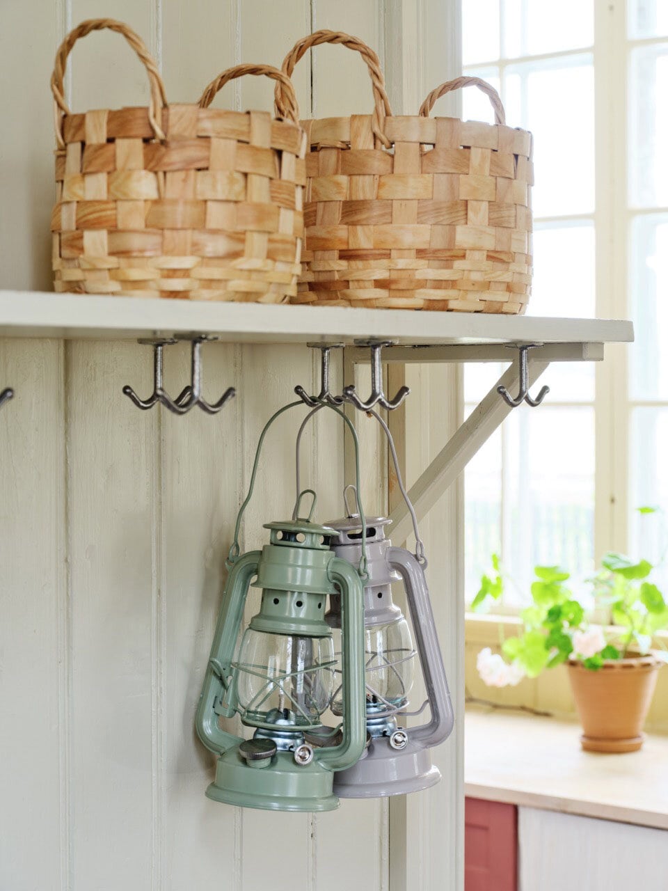 Hurricane Lantern Beige Small