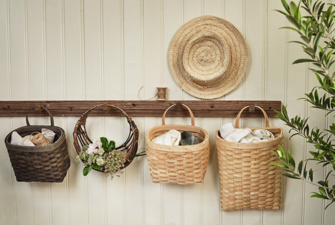 Wood Wall Basket Evy Nature S/2