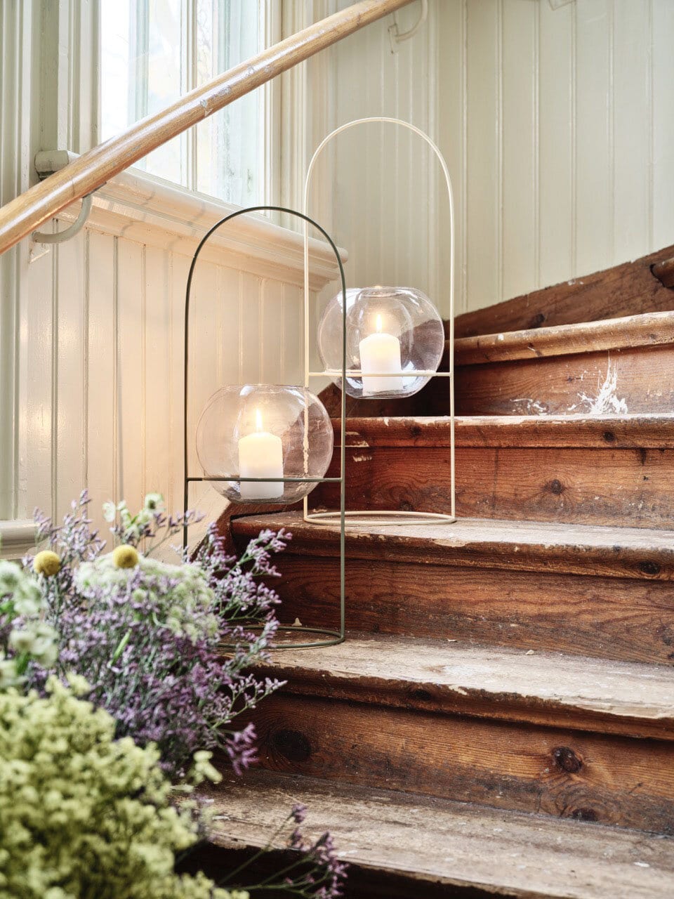 Standing Lantern Globe Lena Off White