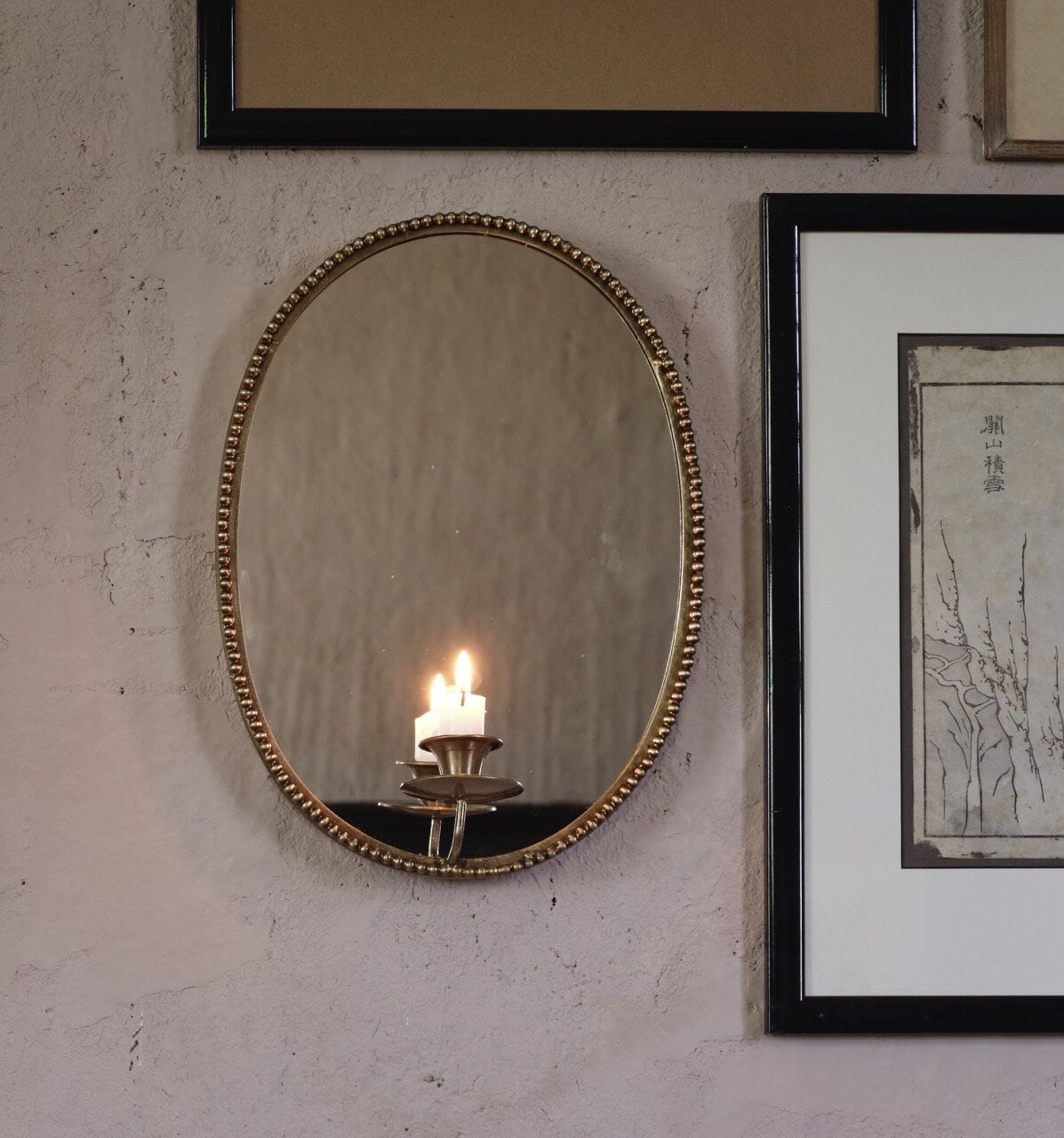 Mirror w. Candle Holder Louise Antique Brass