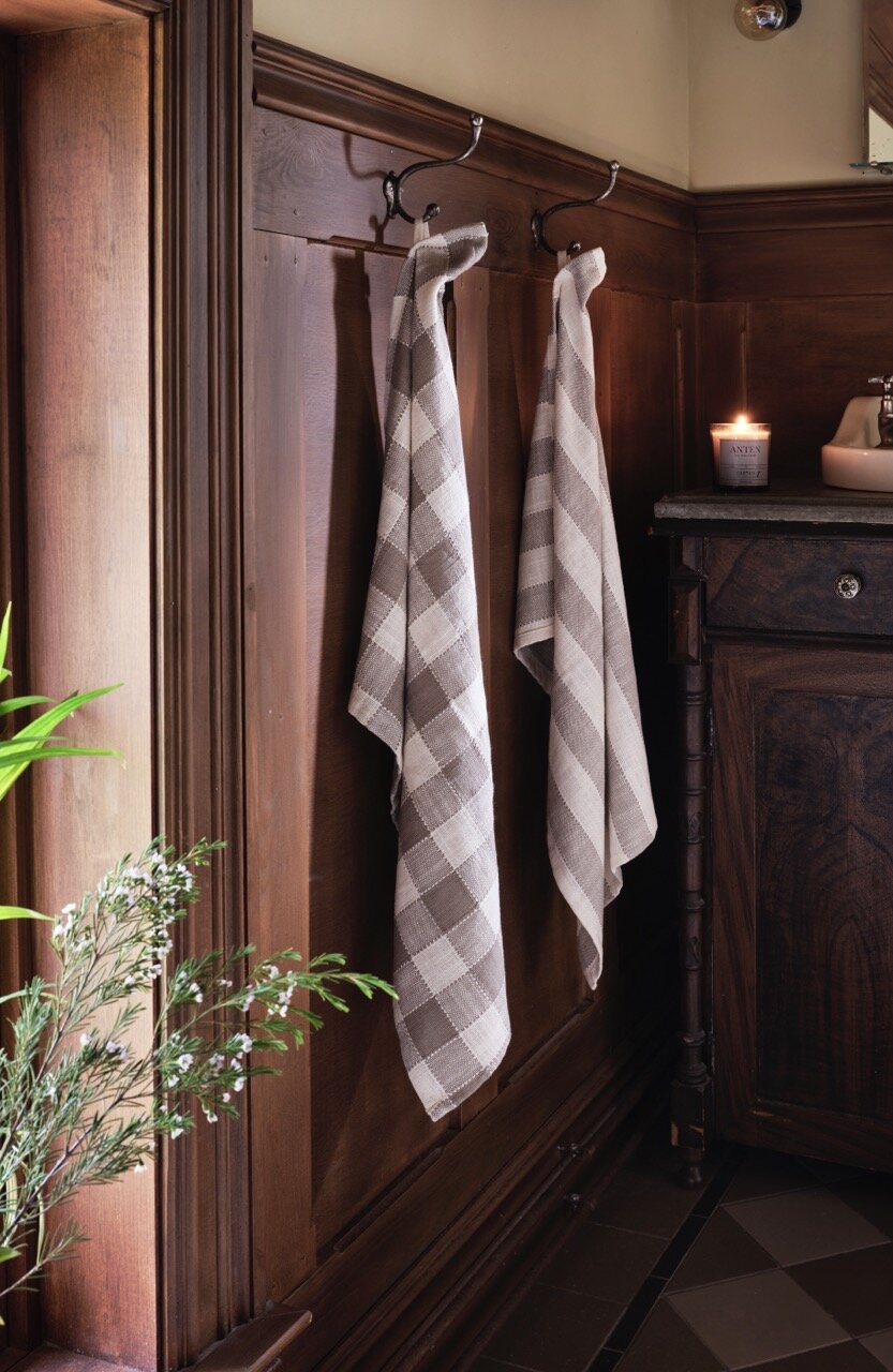 Kitchen Towel Ida Check Beige/White