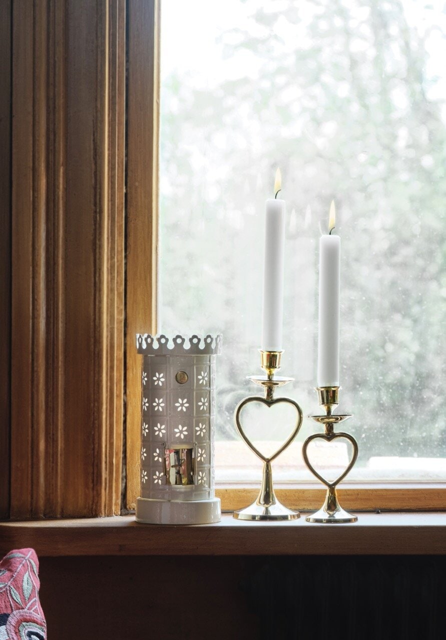 Tea Light Holder Tiled Stove White