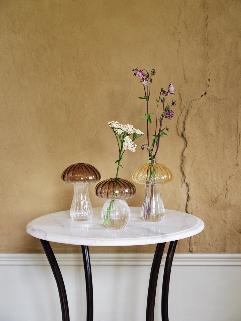 Decorative Vase Mushroom Brown Low