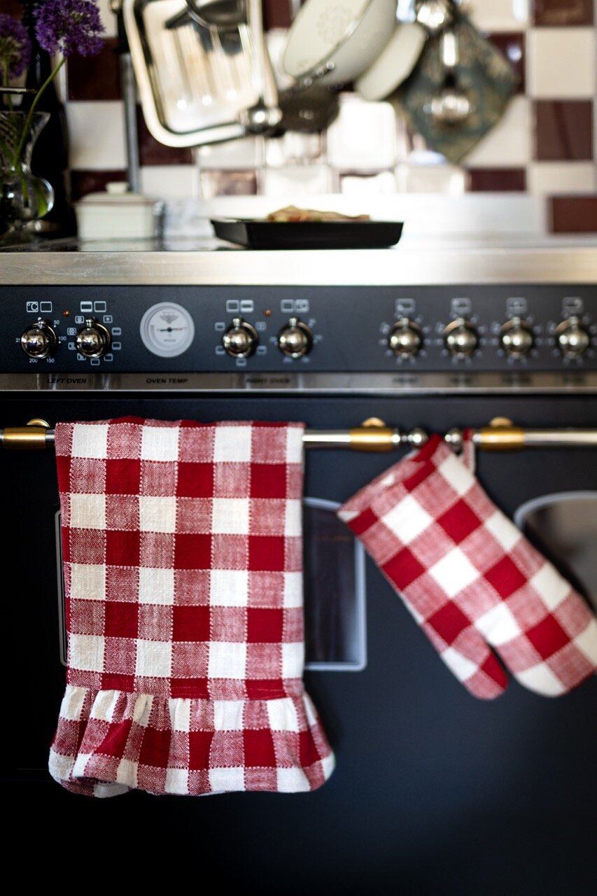 Table Runner Ida Check - Red/White