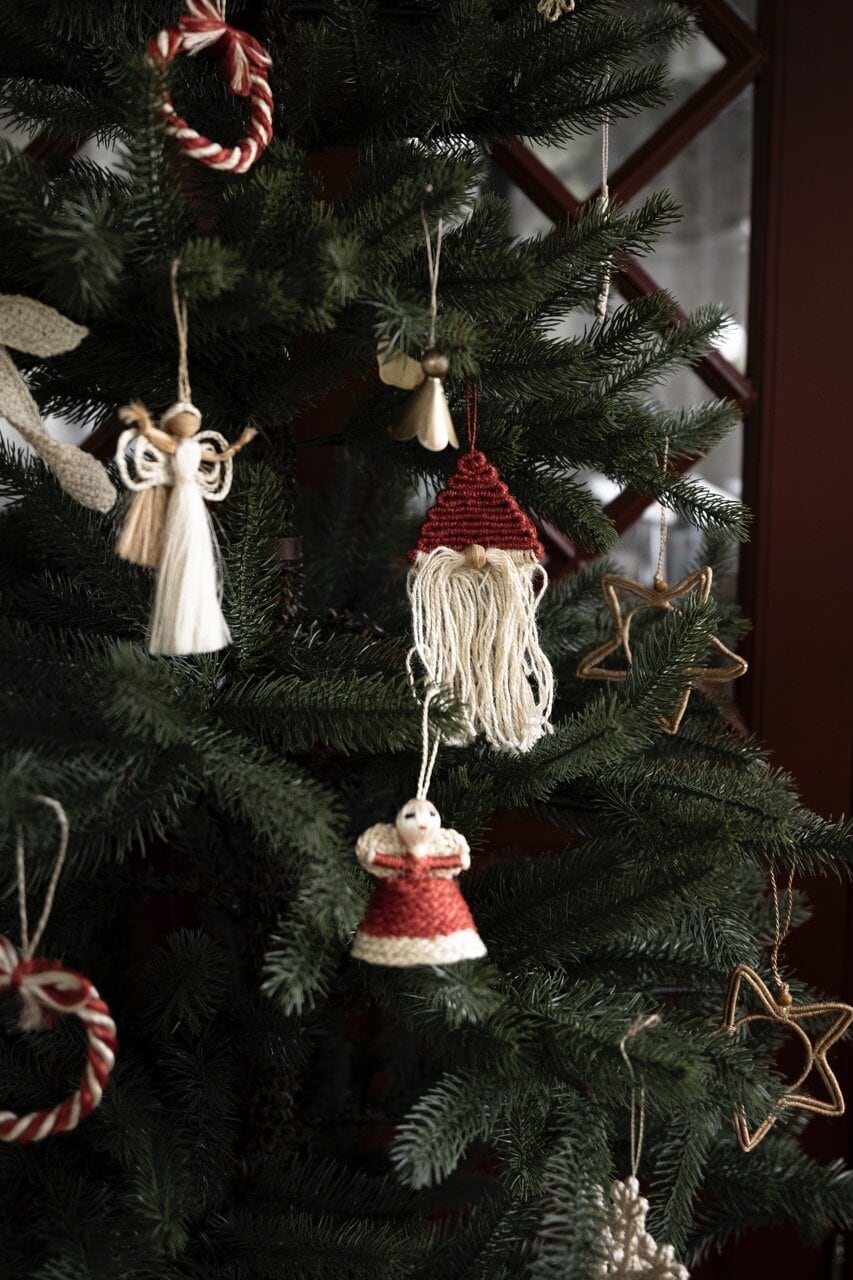 Santa ornament Nisse - jute, red/off-white