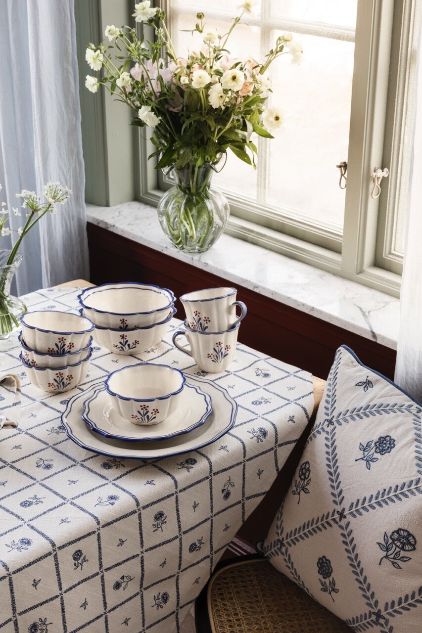 Duk Lovisa 115 x 115 Blå/Vit