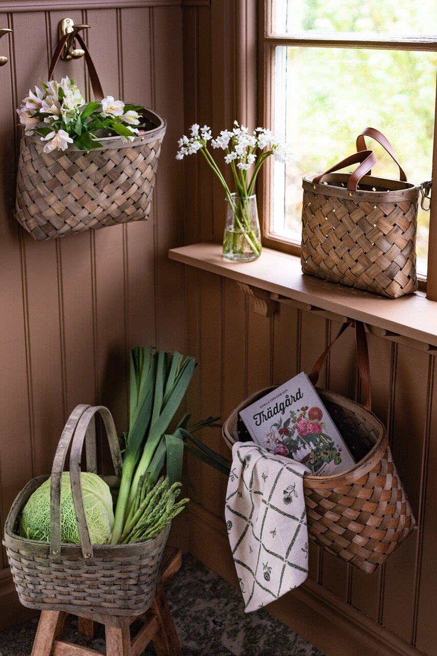 Wood Basket Tuva Grey